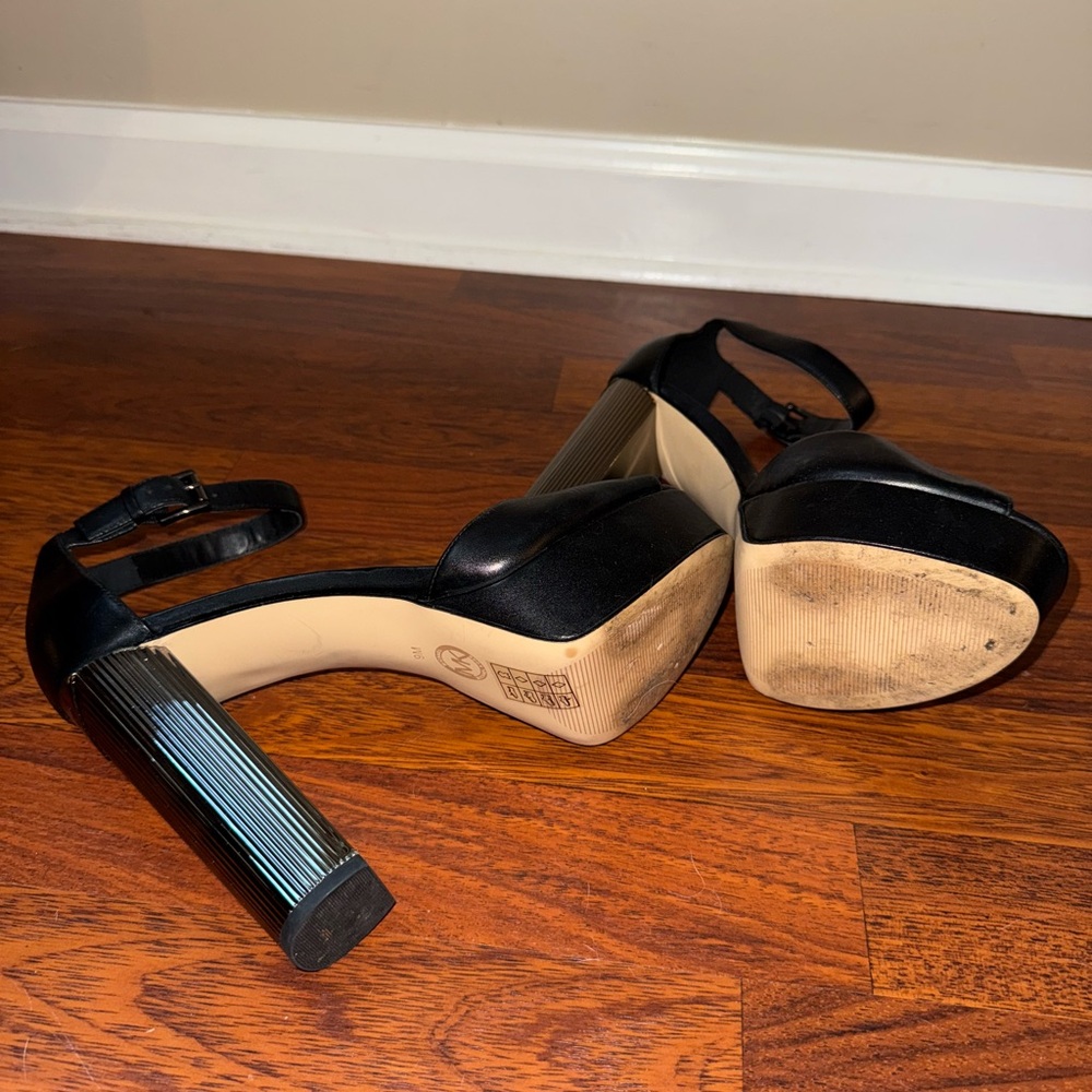 Michael Kors Paloma Black and Silver Platform Sandals - Picture 9 of 11